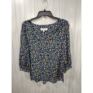 Women's Chelsea And Theodore Dark Floral Fairy Peasant Top Size M Stretchy